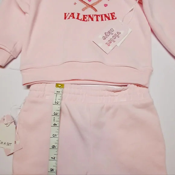 Violet Skye Toddler Outfit Set | 3-Piece Pink “Howdy Valentine” Sweatshirt 4T - Picture 8 of 12